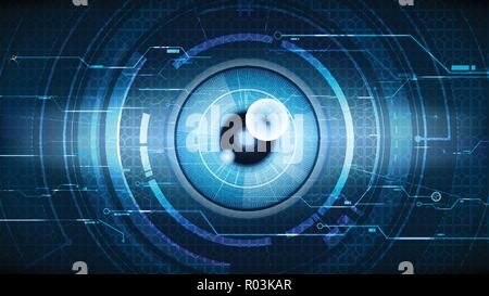 Abstract technological eye scanning security head-up display vector background design Stock Vector