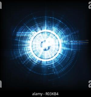 Abstract technological eye scanning security light effect vector background design Stock Vector