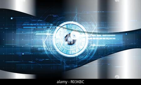 Technological cybersecurity eye scanning identification vector background abstract design Stock Vector