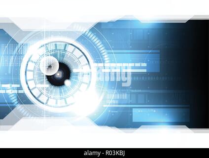 Technological eye scanning hud display security identification vector background abstract design Stock Vector