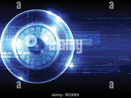 Technological eye scanning hud display security space vector background abstract design Stock Vector