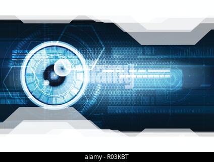Technological eye scanning hud security identification vector background abstract design Stock Vector