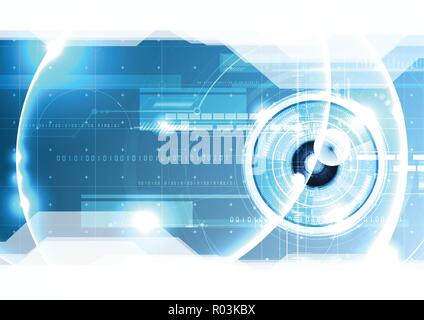 Technological eye scanning hud security identification vector background template abstract design Stock Vector