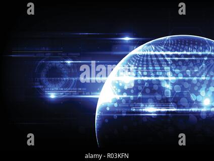 Technological global security vector background abstract design Stock Vector