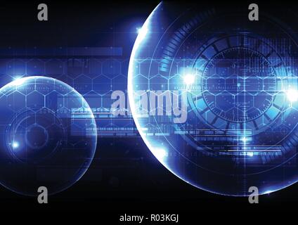 Technological security scanning hud display space vector background abstract design Stock Vector
