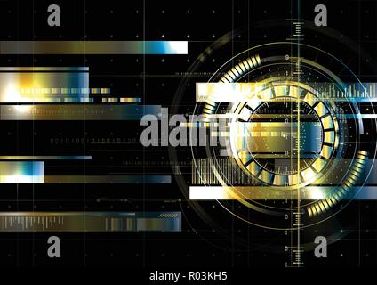 Technological space metallic hud display vector background abstract design Stock Vector