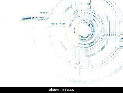 Abstract technological futuristic interface on white circuit vector background design Stock Vector