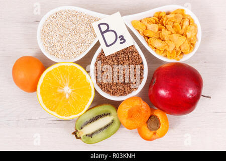 Nutritious food as source vitamin B3, fiber and minerals, concept of healthy lifestyles Stock Photo