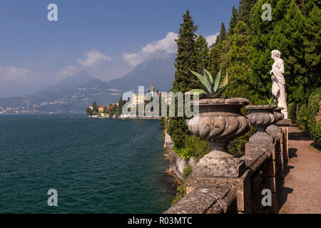 Statue in the gardens of Villa Monastero at Varenna on Lake Como, Italy Stock Photo