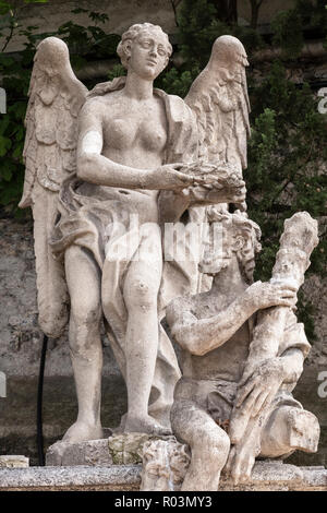 Statue in the gardens of Villa Monastero at Varenna on Lake Como, Italy Stock Photo