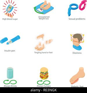 Ailment of body icons set, isometric style Stock Vector
