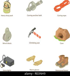 Output icons set, isometric style Stock Vector