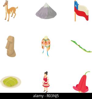 Mountain life icons set, isometric style Stock Vector