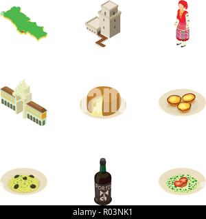 Longevity icons set, isometric style Stock Vector