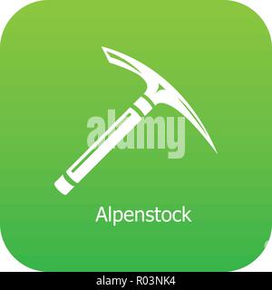 Pickaxe icon green vector Stock Vector