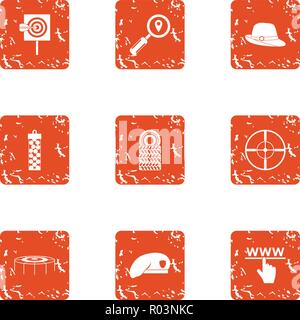 Sighting company icons set, grunge style Stock Vector