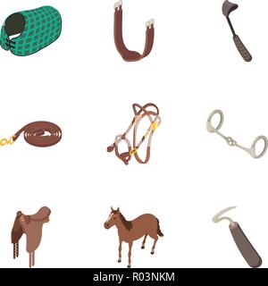 Harness icons set, isometric style Stock Vector