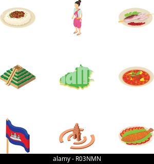 Unique part icons set, isometric style Stock Vector