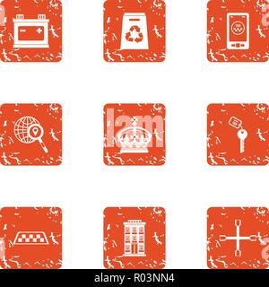 British city icons set, grunge style Stock Vector