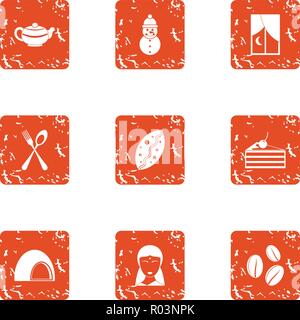 Sucrose icons set, grunge style Stock Vector