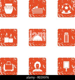 Livelihood icons set, grunge style Stock Vector
