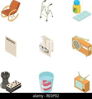 Nursing home icons set, isometric style Stock Vector