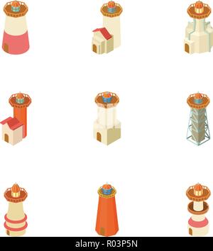 Pharos icons set, isometric style Stock Vector