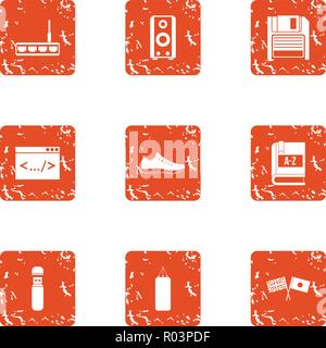 Reprogramming icons set, grunge style Stock Vector