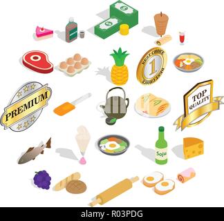 Verdure icons set, isometric style Stock Vector