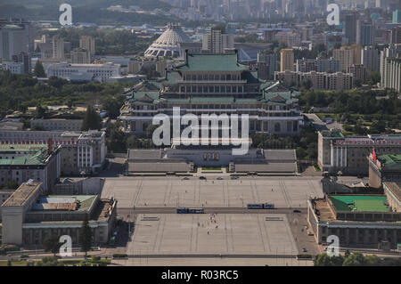 Pyongyang, North-Korea, 09/07/2018: Kim Il Sung Palace on Kim Il Sung square is incredibly huge Stock Photo