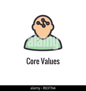Core Values Outline - Line Icon Conveying Specific Purpose Stock Vector