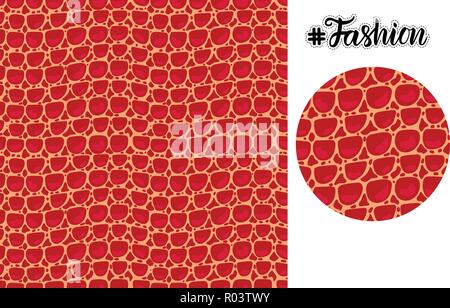 Vector Fashion luxurious texture Leather seamless pattern. Merry Christmas and New Year red holiday design. Hand illustration card and round form isolated on white background. Stock Vector