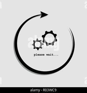 please wait update concept with gears in a circle vector illustration EPS10 Stock Vector