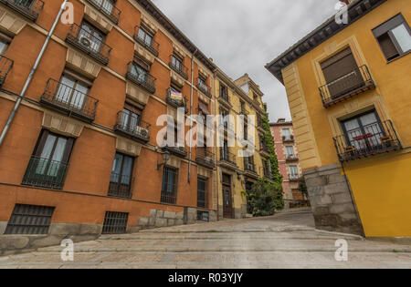 Madrid, Spain - Madrid is a wonderful display ancient buildings, narrow alley, modern infrastructures. Here in the picture a glimpse of the Old Town Stock Photo