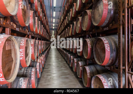 Barrel of rum from Gran Canaria island, town Arehucas, Spain Stock Photo