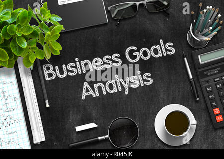 Business Goals Analysis on Black Chalkboard. 3D Rendering. Stock Photo