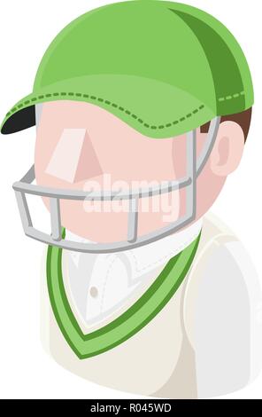 Cricket Man Avatar People Icon Stock Vector