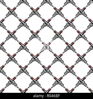 Spark plugs Pattern. Garage Seamless symbols. Stock Vector mechanic wallpaper illustration isolated on white background Stock Vector
