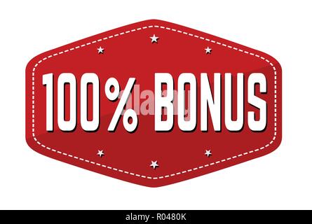 100 percent bonus label or sticker on white background, vector illustration Stock Vector