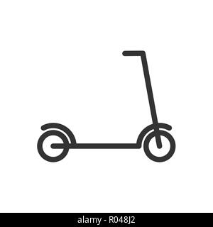 Kick scooter sign, logo for mobile app and web design. Simple linear style vector icon. Isolated on white background. Editable stroke. Stock Vector