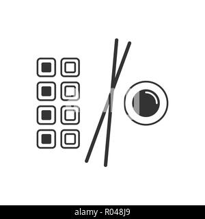 Sushi, rolls  line icon Isolated on white background. Japanese food sign, logo, pictogram for mobile app and web design. Simple linear style vector. Stock Vector