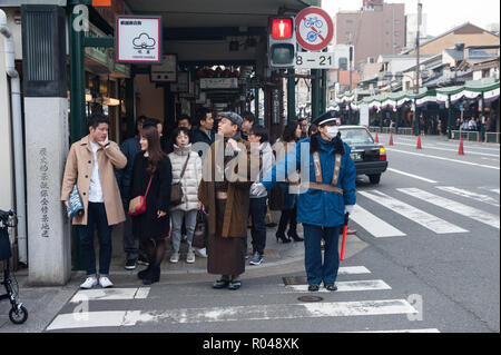 Kyoto, Japan, traffic controller in Kyoto Stock Photo