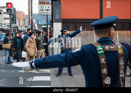 Kyoto, Japan, traffic controller in Kyoto Stock Photo