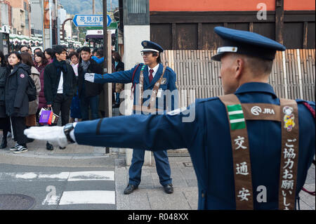 Kyoto, Japan, traffic controller in Kyoto Stock Photo