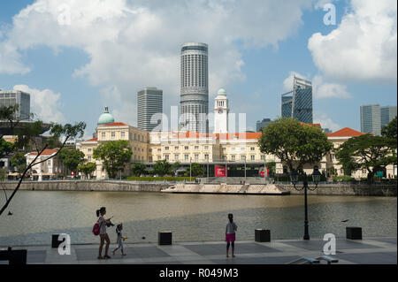 Republic of Singapore, Boat Quay and Singapore River Stock Photo