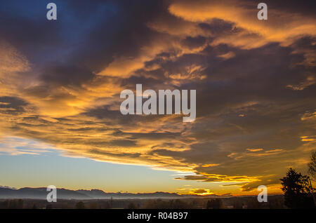 Sunset over the Bavarian Alps Stock Photo