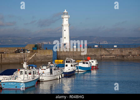 Lighthouse at Newhaven Harbour, Edinburgh, Scotland, UK Stock Photo