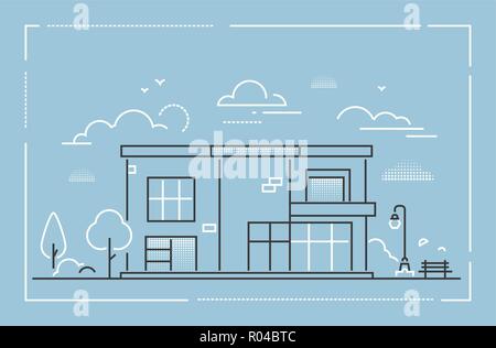 Nice cottage - modern thin line design style vector illustration Stock Vector