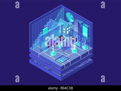 Smart Home isometric vector illustration. Abstract 3D infographic for home automation related topics Stock Vector