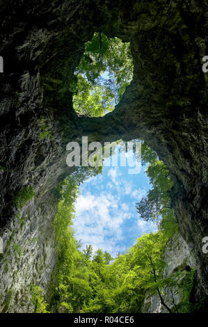 Collapsed cave ceiling, Zelska Jame cave in Skocjan Karst Gorge, Racov Skojan, Slovenia Stock Photo